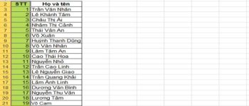 Tự động đánh số thứ tự cột trong Excel