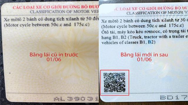 Bằng lái xe mới có mã QR ở mặt sau