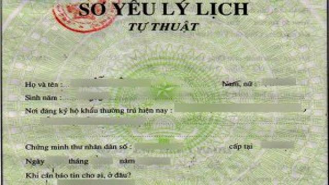 xác nhận Sơ yếu lý lịch