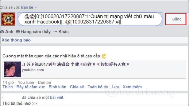 Dòng status màu xanh