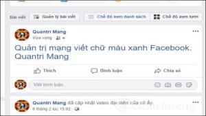 Cách viết chữ màu xanh, viết status, bình luận trên Facebook