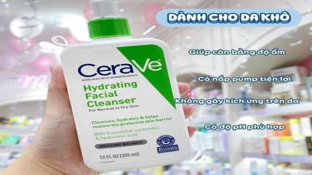 Công dụng làm sạch và cấp ẩm cực đỉnh của sữa rửa mặt Cerave Hydrating Facial Cleanser