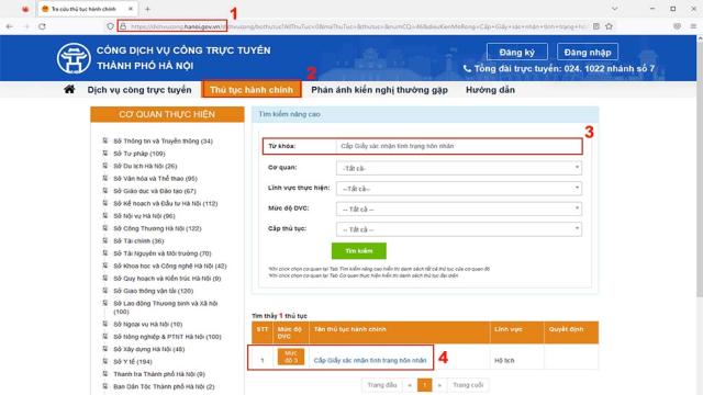 Nộp hồ trực tuyến tại Cổng Dịch vụ công trực tuyến Hà Nội