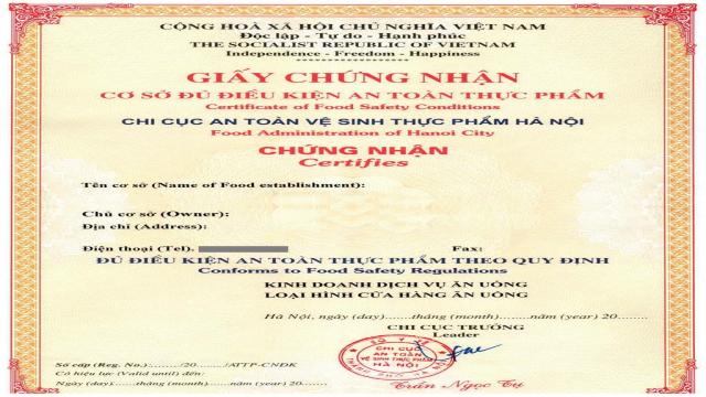 Xin giấy vệ sinh an toàn thực phẩm ở đâu