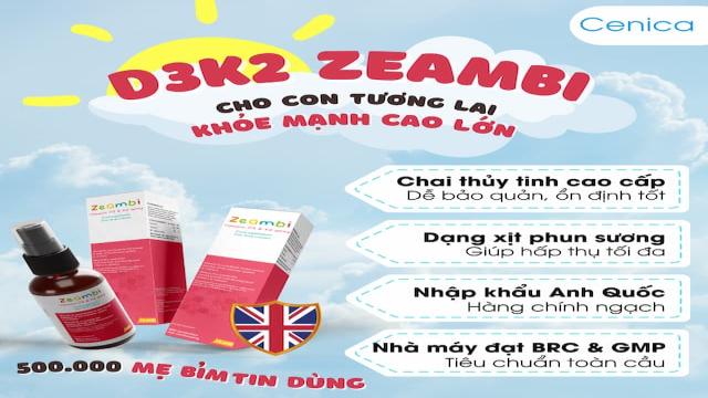 Vitamin d3k2 zeambi dạng xịt mới, chai thủy tinh hổ phách